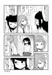  2girls comic frown greyscale highres mochi_au_lait monochrome multiple_girls no_nose open_mouth original restroom school_uniform short_hair skirt spoken_ellipsis sweat thought_bubble translated wristband 