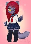  anthro chibi clothed clothing feline female honesty_(artist) looking_at_viewer mammal open_mouth smile solo standing 