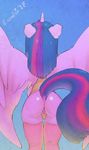  2017 anthro anus clothing crombie equine friendship_is_magic fur horn legwear mammal my_little_pony purple_fur pussy rear_view shirt stockings twilight_sparkle_(mlp) winged_unicorn wings 