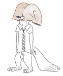  2017 anthro black_and_white canine clothed clothing disney fox male mammal monochrome nick_wilde penis sheathe simple_background visiti zootopia 
