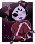  1girl extra_arms extra_eyes fangs heart_hands insect_girl monster_girl muffet purple_skin spider_girl undertale wink 