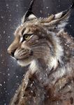  ambiguous_gender feline feral fur kenket mammal simple_background snow solo whiskers 