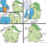  belly big_belly chikorita comic feral mudkip nintendo oral_vore pok&eacute;mon same_size_vore simple_background sound_effects sparky_the_chu swallowing video_games vore white_background willing_vore 