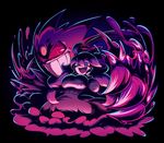  @_@ aura berryverrine black_background claws crazy_eyes dark_aura evil_grin evil_smile gen_1_pokemon gengar grin hand_on_own_face hex_maniac_(pokemon) highres looking_at_viewer mega_gengar mega_pokemon pokemon pokemon_(creature) pokemon_(game) pokemon_xy smile 