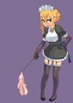  agrias_oaks blonde_hair blush breasts elbow_gloves fgz final_fantasy final_fantasy_tactics garter_straps gloves long_hair maid medium_breasts solo striped striped_legwear thighhighs vertical-striped_legwear vertical_stripes 