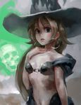  bandeau blue_eyes breasts brown_hair chromatic_aberration doyora earrings eyebrows_visible_through_hair hat hoop_earrings jewelry kousaka_kirino lips long_hair ore_no_imouto_ga_konna_ni_kawaii_wake_ga_nai revision skull small_breasts solo witch_hat 