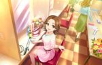  artist_request bracelet brown_eyes brown_hair flipped_hair flower idolmaster idolmaster_cinderella_girls idolmaster_cinderella_girls_starlight_stage jewelry long_hair mirror multiple_girls necklace official_art oota_yuu rose sitting 