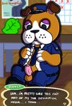  2017 animal_crossing anthro balls belt booker(animal_crossing) canine clothed clothing dog erection foreskin fur handsdownhound male mammal nintendo open_mouth partially_retracted_foreskin penis police_uniform precum public slightly_chubby solo uncut uniform unprofessional_behavior video_games 