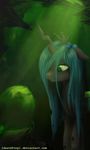  1deathpony1 blue_hair changeling eyelashes feral friendship_is_magic green_eyes hair my_little_pony queen_chrysalis_(mlp) smile solo standing 