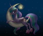  2017 cutie_mark el-yeguero equine feathered_wings feathers female feral friendship_is_magic hair horn lantern looking_at_viewer mammal multicolored_hair my_little_pony night princess_celestia_(mlp) purple_eyes sky solo star tongue tongue_out white_feathers winged_unicorn wings 