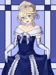  :d alisha_diphda aqua_eyes blue_dress blush_stickers crown dress elbow_gloves gloves hair_between_eyes lips looking_at_viewer open_mouth skirt_hold smile solo tales_of_(series) tales_of_zestiria ubo_(ubo_tales) 