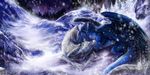  amazing_background ambiguous_gender blue_feathers blue_fur detailed_background dragon duo eyes_closed feathered_dragon feathered_wings feathers feral fur furred_dragon isvoc lying night outside sky star starry_sky white_fur wings 