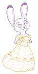  2017 :3 anthro beauty_and_the_beast clothed clothing crossover disney dress female judy_hopps lagomorph looking_at_viewer mammal rabbit restricted_palette simple_background tggeko white_background zootopia 