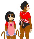  &lt;3 apron banana_blast3r_(artist) bulge butt clothed clothing crossdressing eyewear girly iggy looking_at_viewer male mammal monkey panties primate underwear 