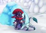  anus avoid_posting blue_eyes claws eeveelution feathers glaceon ice nintendo oral pok&eacute;mon pussy red_eyes snow unknown_artist video_games weavile 