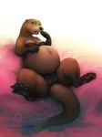  2017 blush clothing female lingerie looking_at_viewer mammal multi_nipple mustelid nipples oddwilds otter pregnant pussy solo 