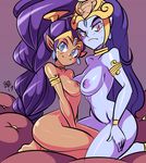  2girls bigdead93 breasts jewelry looking_at_viewer multiple_girls nude purple_hair risky_boots shantae shantae_(character) tagme 