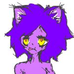  cat colored_sketch digital_media_(artwork) feline female fur hair mammal nude pink_fur purple_hair teatime tongue tongue_out yellow_eyes 