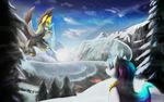  day detailed_background discordthege duo equine female feral friendship_is_magic hair horn mammal multicolored_hair my_little_pony odin outside princess_celestia_(mlp) sky winged_unicorn wings 
