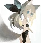  animal_ears aqua_eyes ass bandeau bangs bare_arms bare_shoulders black_gloves blonde_hair blush_stickers bottomless breasts commentary_request cowboy_shot elbow_gloves expressionless eyebrows_visible_through_hair eyes_visible_through_hair fox_ears fox_girl fox_tail from_side gloves hair_between_eyes hair_intakes hair_tie ketsune_(paprika_shikiso) long_hair looking_at_viewer looking_to_the_side muted_color original paprika_shikiso parted_bangs parted_lips petite ponytail raised_eyebrows simple_background small_breasts solo standing strapless tail very_long_hair white_background 