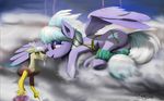  blue_hair cloud cutie_mark discord_(mlp) discordthege draconequus equine fan_character feathered_wings feathers female friendship_is_magic hair hooves lying male mammal my_little_pony open_mouth pegasus purple_eyes smile tongue underhoof wings 