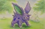  artist_request grass horn nidoran no_humans pokemon red_eyes solo 