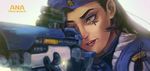  absurdres alternate_costume ana_(overwatch) beret captain_amari dark_skin eyepatch facial_mark facial_tattoo gun hat highres long_hair milly_(milly521) overwatch rifle solo tattoo weapon younger 
