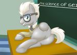  acstlu butt chalkboard covalent_bond_(mlp) equine eyewear fur glasses grey_eyes grey_fur hair horse male mammal presenting presenting_hindquarters solo teacher white_hair 