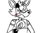  2015 animatronic anthro blush canine eye_patch eyewear five_nights_at_freddy&#039;s fox foxy_(fnaf) hook_hand inkyfrog machine male mammal restricted_palette robot simple_background solo video_games white_background 