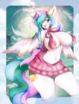  2017 anthro areola armpits artist-apprentice587 big_breasts breasts clothing cutie_mark equine feathered_wings feathers female friendship_is_magic hair horn looking_at_viewer mammal multicolored_hair my_little_pony open_mouth princess_celestia_(mlp) virgin_killer_sweater wings 