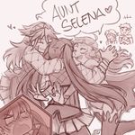  2boys 3girls aunt azur_(fire_emblem) children dl embarrassed eudes_(fire_emblem) female fire_emblem fire_emblem_if hug lazward_(fire_emblem_if) long_hair luna_(fire_emblem) multiple_boys multiple_girls nintendo odin_(fire_emblem_if) ophelia_(fire_emblem_if) selena_(fire_emblem) smile soleil_(fire_emblem_if) white_background 