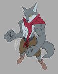  2017 abs alien anthro blood canine clothed clothing digital_media_(artwork) dragon_ball dragon_ball_super dragon_ball_z fan_character fur humanoid karudam_(character) looking_at_viewer male mammal muscular muscular_male partially_clothed pecs scarf simple_background solo standing thebigbadwolf01 wolf xenoverse 