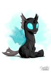  2017 blue_eyes changeling feral hooves my_little_pony mysticalpha simple_background sitting smile solo thorax_(mlp) white_background 