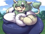  artist_request black_eyes borrowed_character buffalo furry glasses green_hair open_mouth short_hair 