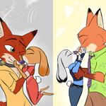  2017 anthro canine clothed clothing disney female fox gokhan16 holidays judy_hopps kissing lagomorph male mammal nick_wilde predator/prey rabbit tame_collar valentine&#039;s_day zistopia_au zootopia 