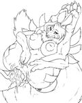  2017 anal anal_penetration anthro areola big_breasts black_sclera breasts butt canine claws cum cum_in_ass cum_inside cum_on_butt cum_on_penis digimon disembodied_penis duo english_text fan_character female fenrir_lunaris fingering fox fur hair huge_breasts legs_up long_hair male male/female mammal monochrome navel nipples nude pawpads penetration penis pussy pussy_juice renamon signature solo_focus text toe_claws tuft verin_asper 