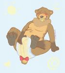  2017 3toes bear blush brown_fur cute diaper diapered erection eyes_closed fur grizzly_bear indicators lightly_chubby littlemonsterz_(artist) male mammal masturbation mock_(character) mockthebear pacifier paws peeing simple_background urine wet 