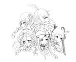  chenjuliushuang choker greyscale horns mahou_shoujo_ikusei_keikaku mahou_shoujo_ikusei_keikaku_limited monochrome multiple_girls pity_frederica pukin rain_pow sonia_bean tot_pop 