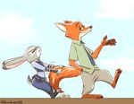  anthro canine clothed clothing disney female fox fur judy_hopps kurokuma824 lagomorph male mammal nick_wilde rabbit zootopia 