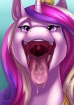  2017 drooling equine female friendship_is_magic hair horn ifus long_hair looking_at_viewer mammal multicolored_hair my_little_pony princess_cadance_(mlp) purple_eyes saliva solo teeth tongue tongue_out unicorn 