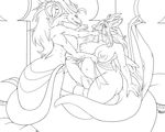  2017 anthro areola armpits balls bat_wings belly big_breasts big_penis breasts claws cloth dickgirl dickgirl/female dragon duo english_text female fenrir_lunaris forked_tongue hair huge_breasts huge_penis humanoid_penis hybrid intersex intersex/female long_hair membranous_wings monochrome naga navel nipples nude open_mouth penis pillow reptile scalie side_boob signature slightly_chubby snake text tongue tongue_out vein wings 