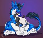  2017 abdominal_bulge alternate_color anal anal_penetration anthro balls belly big_belly big_dom_small_sub blue_eyes blue_tongue blush cheek_bulge claws collar cum cum_from_ass cum_in_ass cum_inflation cum_inside cum_on_penis digimon digital_media_(artwork) dragon duo erection eyewear fan_character glasses hindpaw humanoid_penis inflatable inflation lifted living_inflatable long_neck male male/male motion_lines nox_(artist) nude on_lap open_mouth overweight paws penetration penis questionable_consent red_eyes rubber ryodramon scalie sex shiny signature simple_background size_difference smile stormdragonblue_(character) studded_collar tight_fit toe_claws tongue tongue_out tongue_penetration uncut veemon vein veiny_penis 