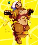  ambiguous_gender bear facial_piercing featureless_crotch food fruit gore lemon lying mammal mangoicy mangoicy_(character) navel nude on_back paws piercing severed_limb slightly_chubby smile tasteful_nudity thick_thighs 
