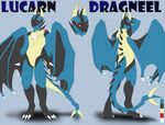  2017 alternate_species anthro anthrofied black_fur blue_fur claws dragon fak&eacute;mon fan_character fur furred_dragon grey_background horn looking_at_viewer lucario lucarn_ali_dragneel male membranous_wings neonyx nintendo nude pok&eacute;mon pok&eacute;morph red_eyes simple_background solo spikes toe_claws video_games wings yellow_fur yellow_horn 