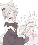  animal_ears blade_(galaxist) blush bunny_ears choker commentary_request dress heart kirara_ookami long_hair low-tied_long_hair multiple_girls official_art open_mouth pink_hair pop-up_story red_eyes rita_drake ruri_ookami short_hair siblings silver_hair sisters smile tail white_background white_hair wolf_ears wolf_girl wolf_tail yellow_eyes 