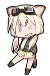  animal_ears blonde_hair blue_eyes carla_j_luksic cat_ears chibi full_body goggles goggles_on_head grin long_hair low_twintails noble_witches one_eye_closed shimada_fumikane smile solo tail twintails world_witches_series 