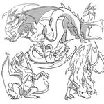  anus aokuang_(character) balls blitzdrachin chibi claws dragon fangs feral male multiple_sketches penis pinup pose solo wings 