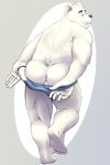  anthro bear blue_eyes butt clothing male mammal polar_bear rear_view simple_background solo treadway underwear 