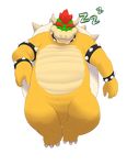  anthro bowser bracelet collar hair horn jewelry koopa male mario_bros nintendo overweight red_hair scalie sleeping slightly_chubby solo spiked_bracelet spiked_collar spikes treadway video_games 
