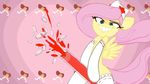  blue_eyes clothing edit equine fluttershy_(mlp) food friendship_is_magic fur hair legwear looking_at_viewer mammal megaawsomedude my_little_pony nurse pegasus pink_hair solo stockings thermometer tiarawhy wings yellow_fur 